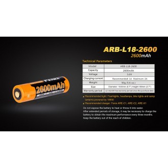 Ersatz-Akku Fenix 18650 2600 mAh (Li-Ion)